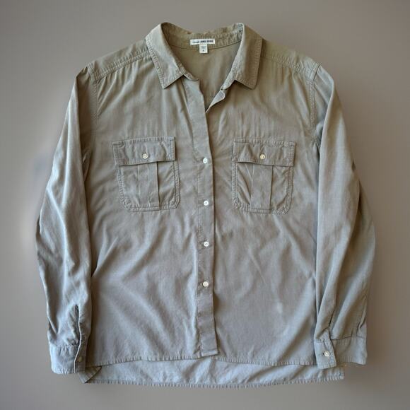 James Perse Corduory Shirt 4 Gray Button Up Casual Minimalist Glam Standard - Picture 1 of 9